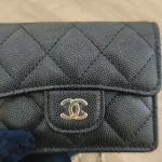 Chanel, Classic Flap Card Holder With Chain, , Black, Used Once - Image 4