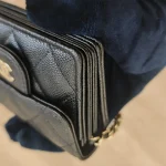 Chanel, Classic Flap Card Holder With Chain, , Black, Used Once - Image 6