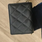 Chanel, Classic Flap Card Holder With Chain, , Black, Used Once - Image 7