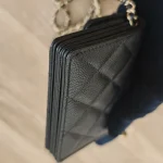 Chanel, Classic Flap Card Holder With Chain, , Black, Used Once - Image 9