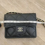 Chanel, Classic Flap Card Holder With Chain, , Black, Used Once - Image 16