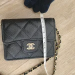 Chanel, Classic Flap Card Holder With Chain, , Black, Used Once - Image 17