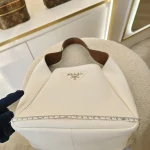 Prada, Vitello Daino Bucket Bag, , White, Very Good - Image 18