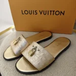 Louis Vuitton, Lock It Flat Mule, 37, Gold, Very Very  Good - Image 3
