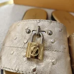 Louis Vuitton, Lock It Flat Mule, 37, Gold, Very Very  Good - Image 7