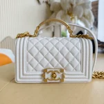Chanel, Boy Handle Mini,  8", White, New - Image 3