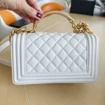 Chanel, Boy Handle Mini,  8", White, New - Image 5