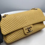 Chanel, Chevron Crumpled, 10", Yellow, Good - Image 8