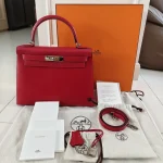 Hermes, Kelly 28 Sellier Verso, 28, Red, Very Very  Good - Image 3