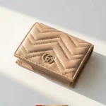 Gucci, GG Marmont Card Case Wallet, Small, Beige, New