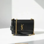 YSL, Sunset Medium Bag, Medium, Black, Very Very  Good