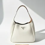 Prada, Vitello Daino Bucket Bag, , White, Very Good