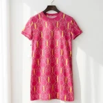 Hermes, Short-Sleeve Dress, 38, Pink, Like New