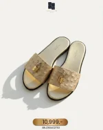 Louis Vuitton, Lock It Flat Mule, 37, Gold, Very Very  Good