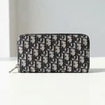 Dior, Oblique Zipped Long Wallet, , Blue, New