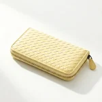 Bottega Veneta, Intrecciato Zip-Around Wallet , , Cream, Very Good