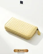 Bottega Veneta, Intrecciato Zip-Around Wallet , , Cream, Very Good