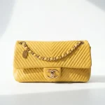 Chanel, Chevron Crumpled, 10", Yellow, Good