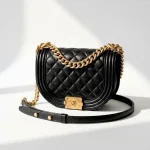 Chanel, Boy Chanel Messenger Bag,  8", Black, Very Very  Good