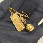 Louis Vuitton, Flying Ball Slim Necklace , , Gold, Like New - Image 4
