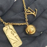 Louis Vuitton, Flying Ball Slim Necklace , , Gold, Like New - Image 8
