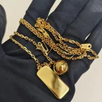 Louis Vuitton, Flying Ball Slim Necklace , , Gold, Like New - Image 14