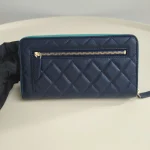 Chanel, Classic Zippy Long Wallet, , Navy Blue, Used Once - Image 4