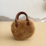 Celine, Shearling Heart Bag, Medium, Beige, Like New - Image 5