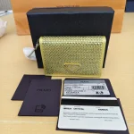 Prada, Satin Crystal Cardholder with shoulder Strap, , Yellow, New - Image 2