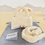 Balenciaga, Fluffy Hour Glass XS Top-Handle Bag, XS, Beige, New - Image 2