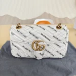 Gucci x Balenciaga, Gucci x Balenciaga Small GG Marmont Flap Bag, 26, White, Used Once - Image 2