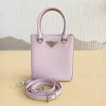 Prada, Small Brushed Leather Tote, Small, Pink, Like New - Image 2