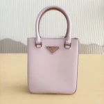 Prada, Small Brushed Leather Tote, Small, Pink, Like New - Image 3