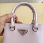 Prada, Small Brushed Leather Tote, Small, Pink, Like New - Image 12