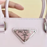 Prada, Small Brushed Leather Tote, Small, Pink, Like New - Image 13