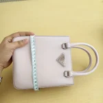 Prada, Small Brushed Leather Tote, Small, Pink, Like New - Image 18
