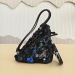 Prada, Triangle Paillettes with Black Sequins, , Black, New - Image 2