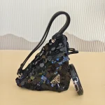 Prada, Triangle Paillettes with Black Sequins, , Black, New - Image 3