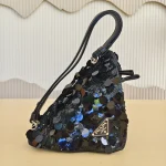 Prada, Triangle Paillettes with Black Sequins, , Black, New - Image 4