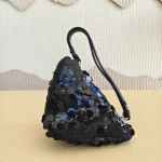 Prada, Triangle Paillettes with Black Sequins, , Black, New - Image 5