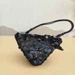 Prada, Triangle Paillettes with Black Sequins, , Black, New - Image 7