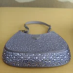 Prada, Cleo Satin Bag With Crystals, , Purple, New - Image 5