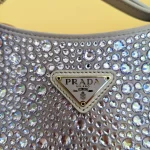Prada, Cleo Satin Bag With Crystals, , Purple, New - Image 8