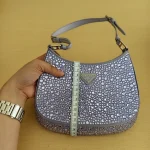 Prada, Cleo Satin Bag With Crystals, , Purple, New - Image 23