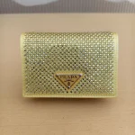 Prada, Satin Crystal Cardholder with shoulder Strap, , Yellow, New - Image 4