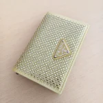 Prada, Satin Crystal Cardholder with shoulder Strap, , Yellow, New - Image 11