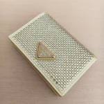Prada, Satin Crystal Cardholder with shoulder Strap, , Yellow, New - Image 12