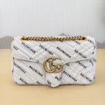 Gucci x Balenciaga, Gucci x Balenciaga Small GG Marmont Flap Bag, 26, White, Used Once - Image 3