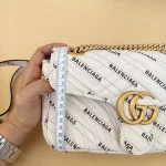 Gucci x Balenciaga, Gucci x Balenciaga Small GG Marmont Flap Bag, 26, White, Used Once - Image 17