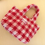 Miu Miu, Terry Cloth Houndstooth Tote, , Red, Very Very Like New - Image 3